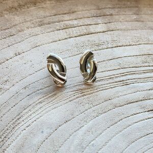 Vintage Monet Clip On Earrings Sliver Tone Knot Everyday Causal Dressy